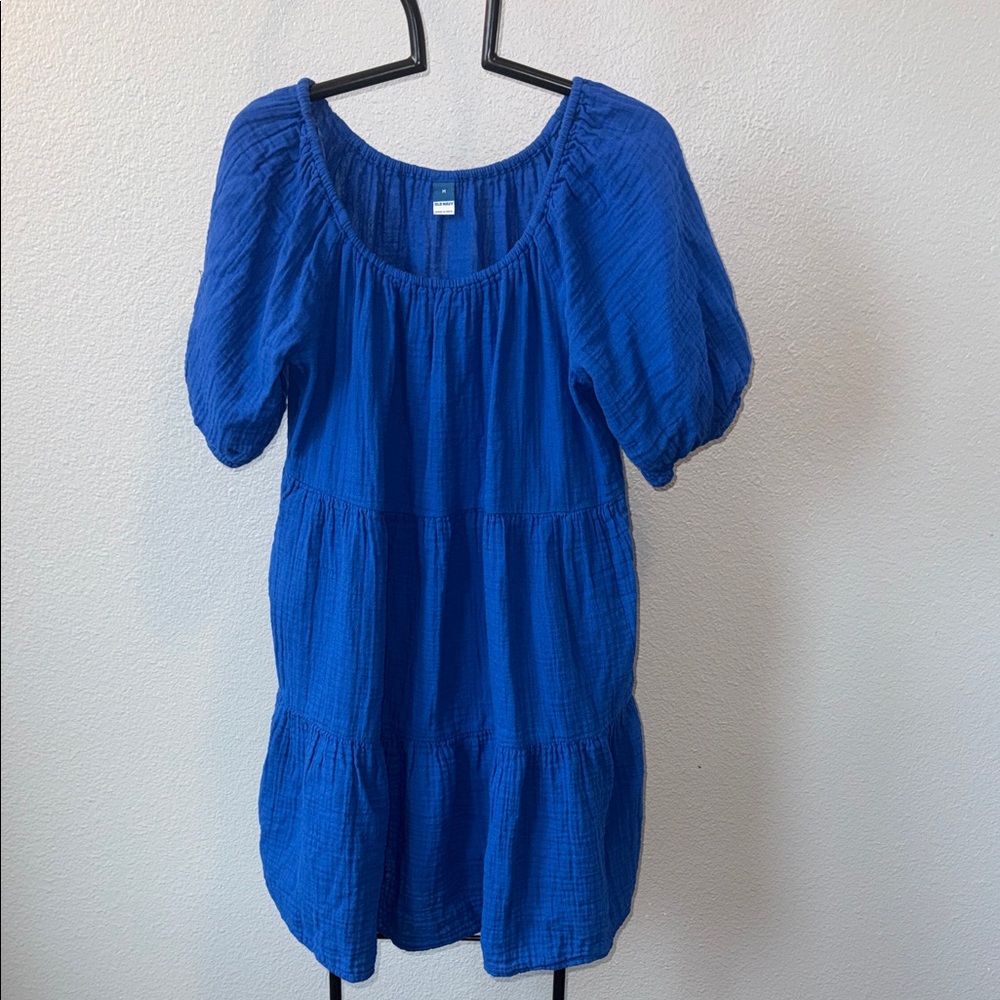 Old Navy Royal Blue Tiered Gauze Short Dress